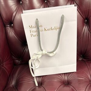 Maison Francis Kurkdjian White Bag with Gray Handles and Rebbon